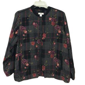CJ Banks Lightweight Floral Zip Jacket  2X
